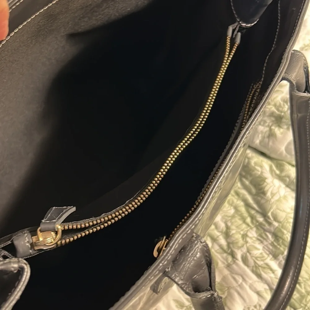 Alberta Di Canio gray leather tote.Approx. 17”wide 14.5 tall expanding width 6”.